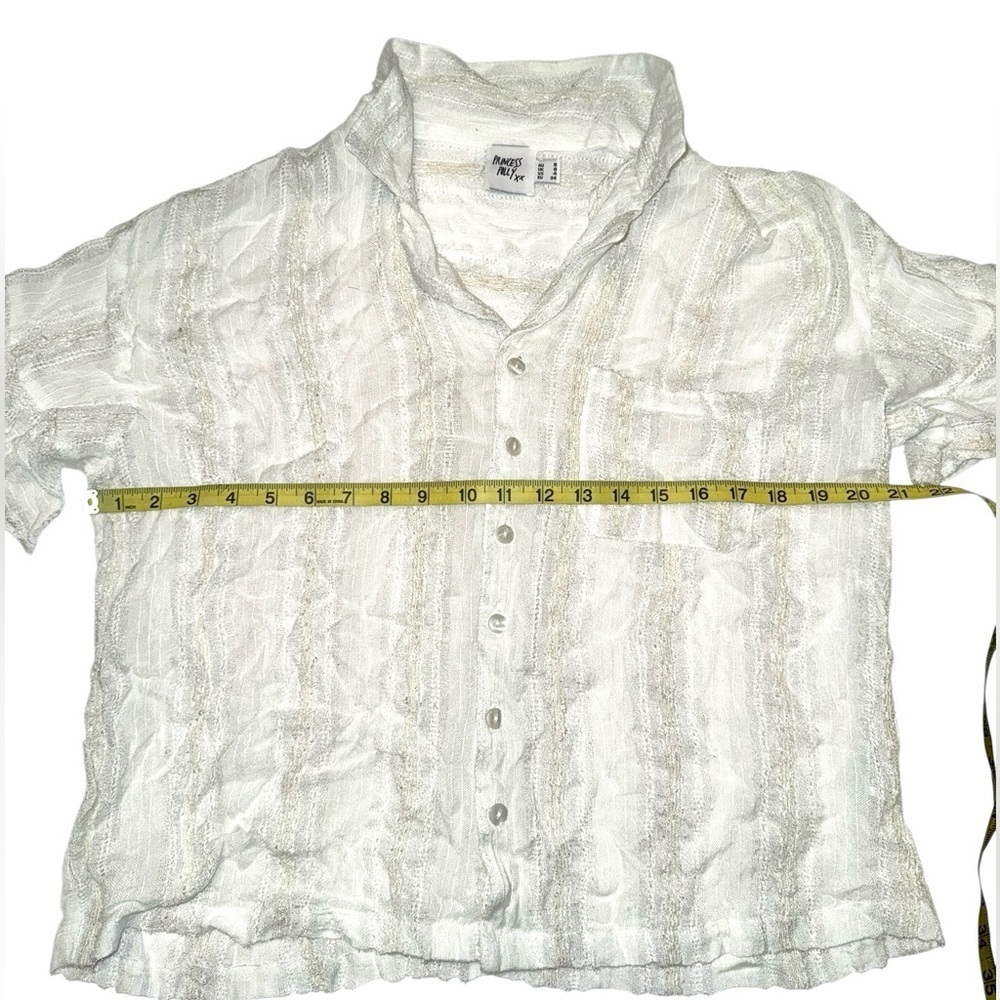Princess Polly Bennie White Button Up Embellished Shirt Sz 4 - Picture 6 of 7